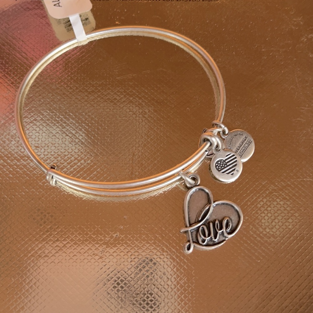 Alex and Ani Love Charm Bangle Rafaelian Silver Affection Joy Light Bracelet